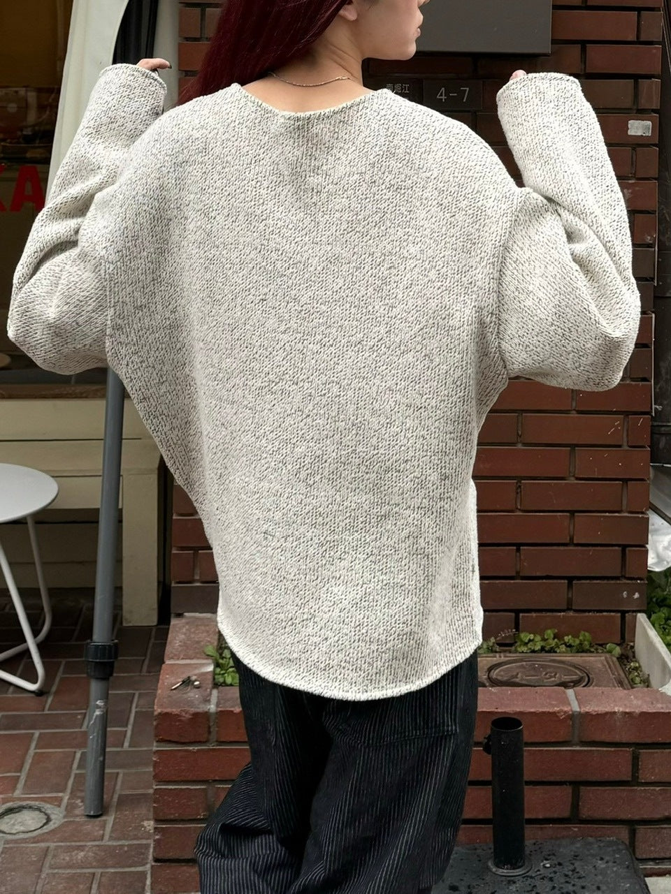 受注制【Chikashitsu +】loose fit round knit (4color)