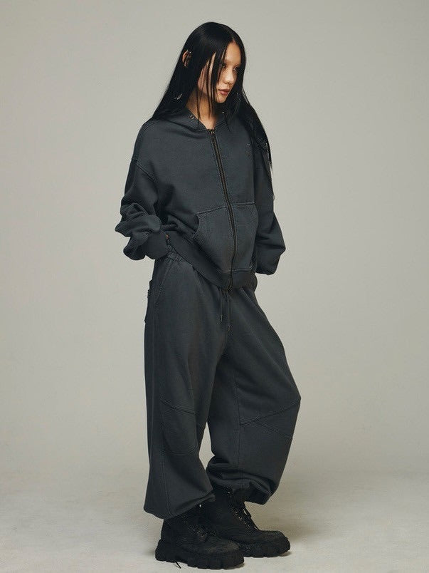 【BLR BLUER】Dyed Circle Logo Over-fit Armor Sweat Pants