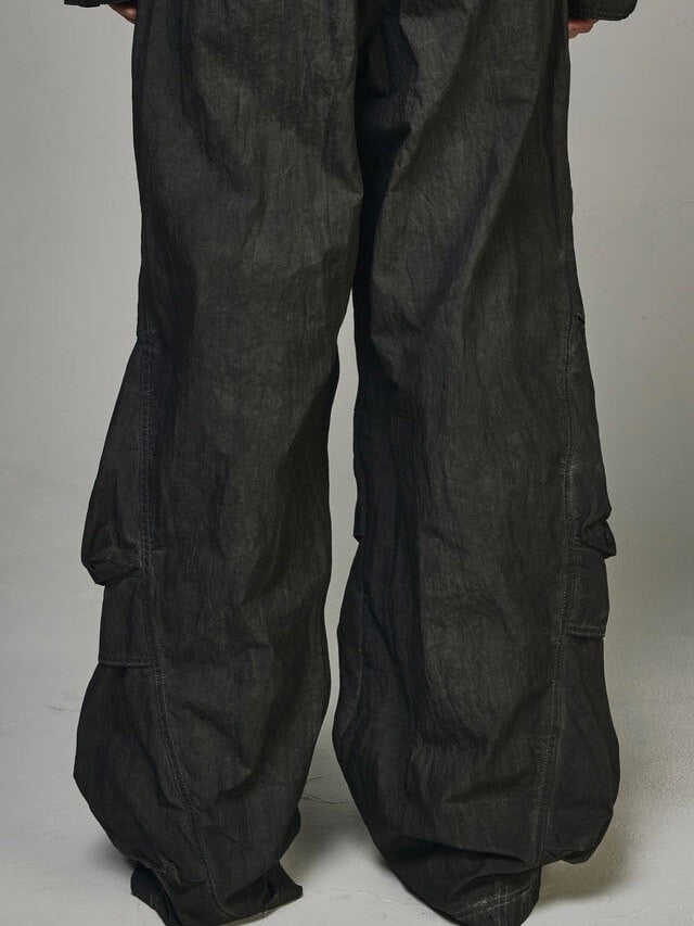 【BLR BLUER】DYED MULTI-POCKET NYLON PARACHUTE PANTS