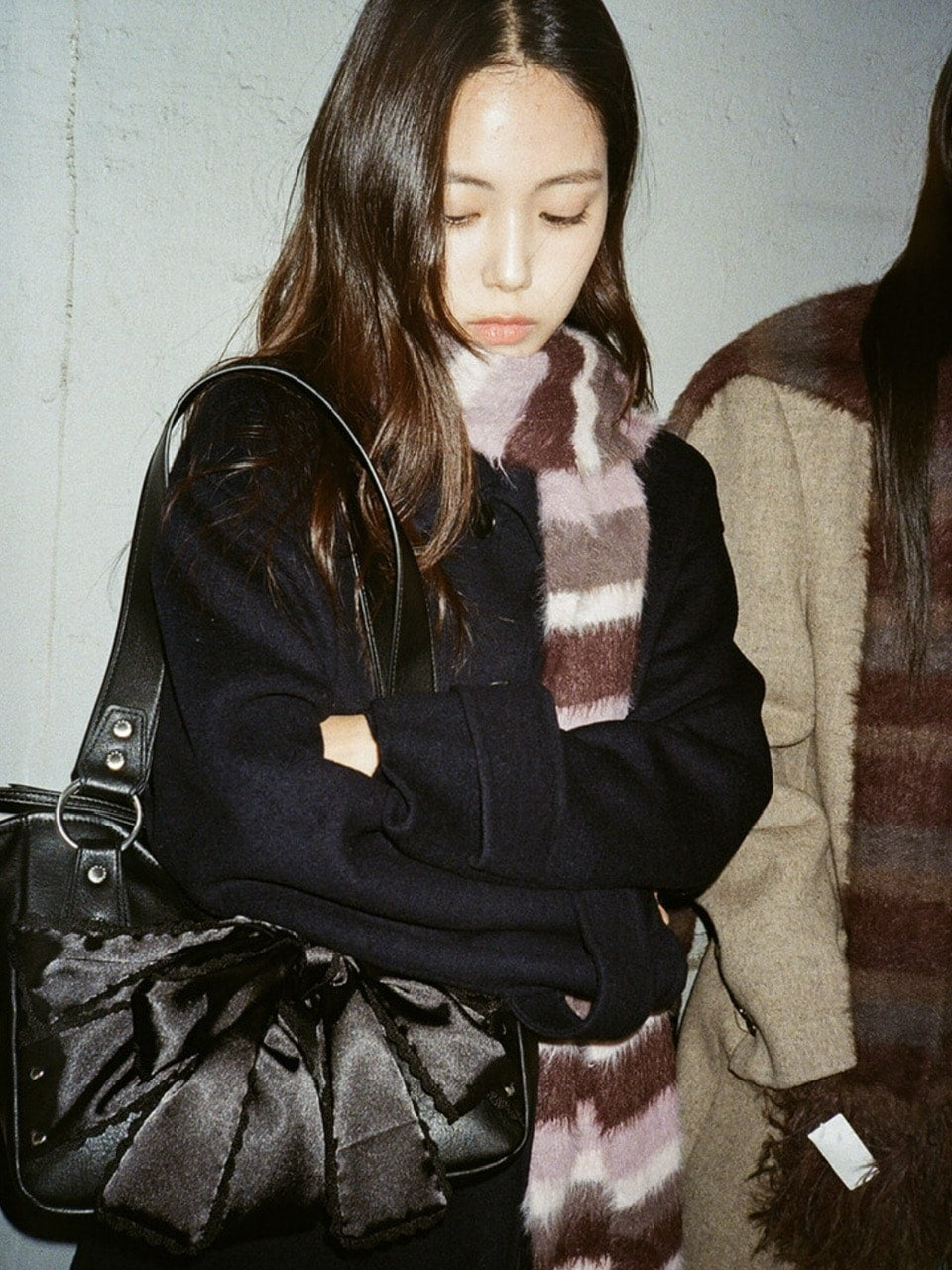 【IUGAMAKARAS】Laced Ribbon Leather Shoulder Bag