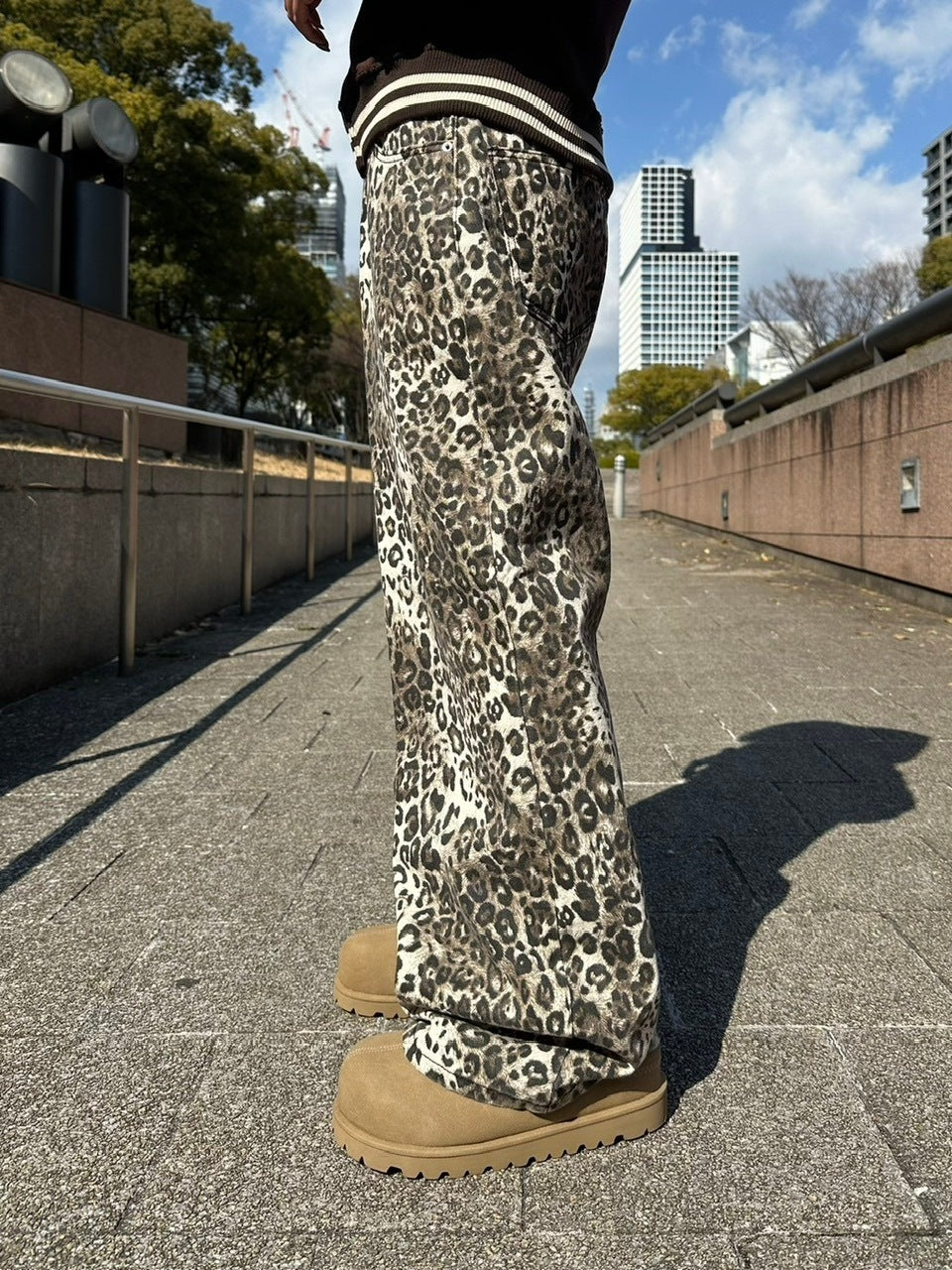 受注制【Chikashitsu +】leopard wide cotton pants (2color) / 【チカシツプラス】レオパードコットンワイドパンツデニムパンツ