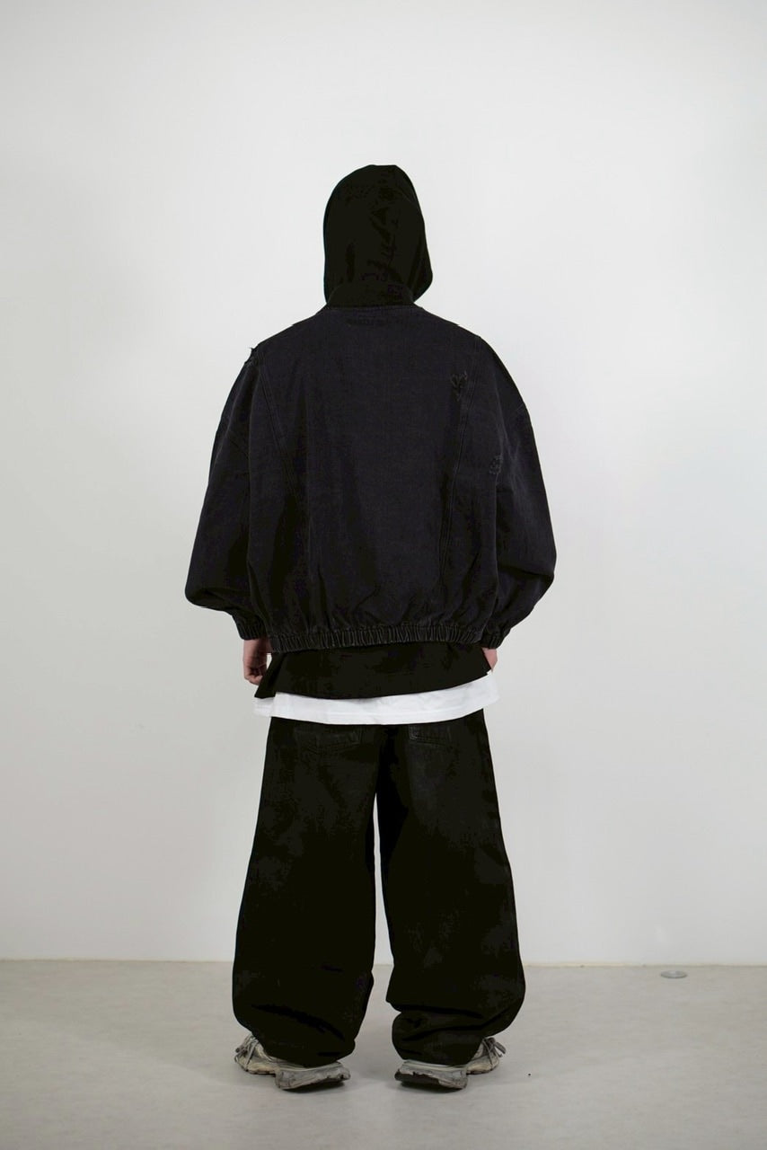 【Chikashitsu +】denim flight bomber jacket (2color)