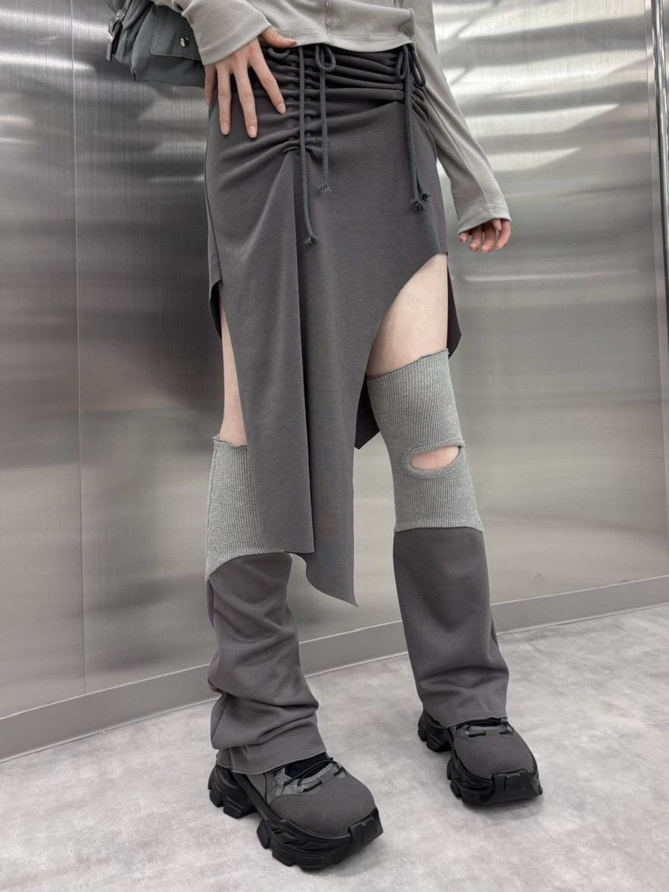 受注制【nmtc +】slit gather long skirt (2color)