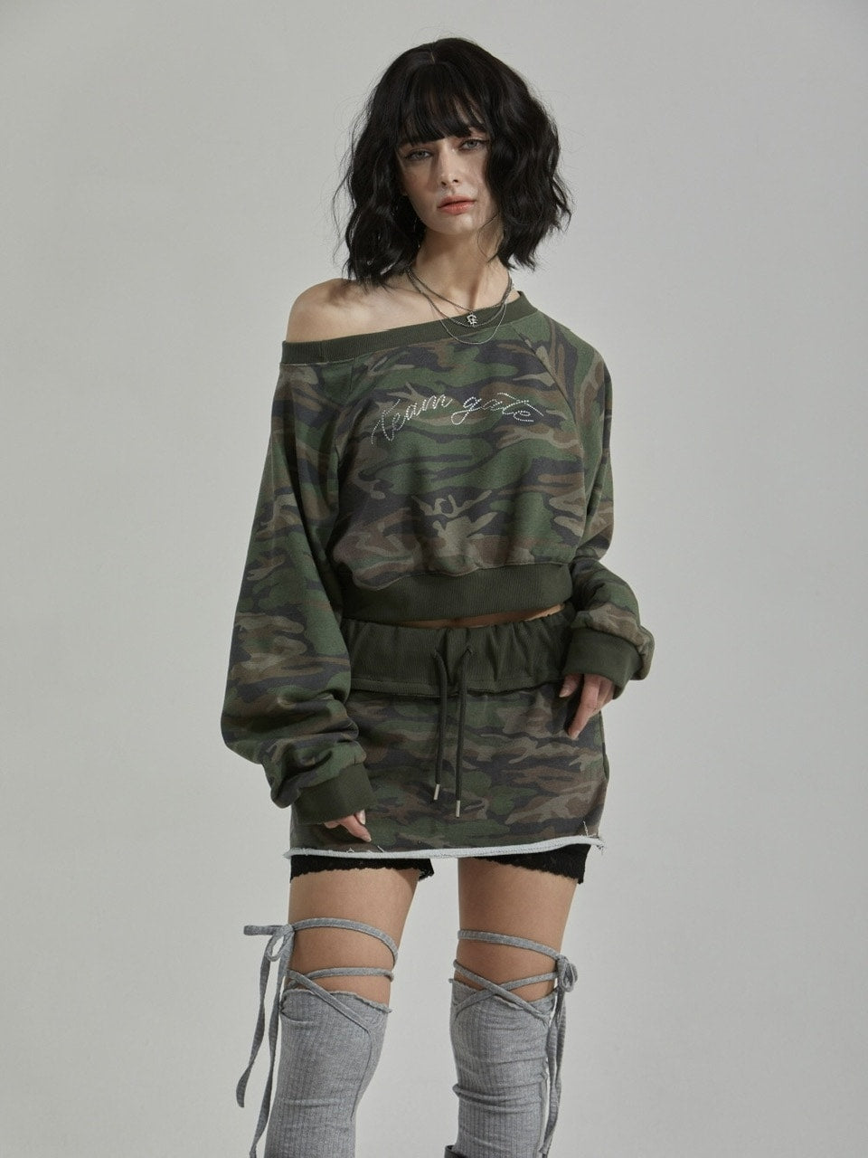 【GATELESS】CAMOUFLAGE MINI SKIRT PANTS