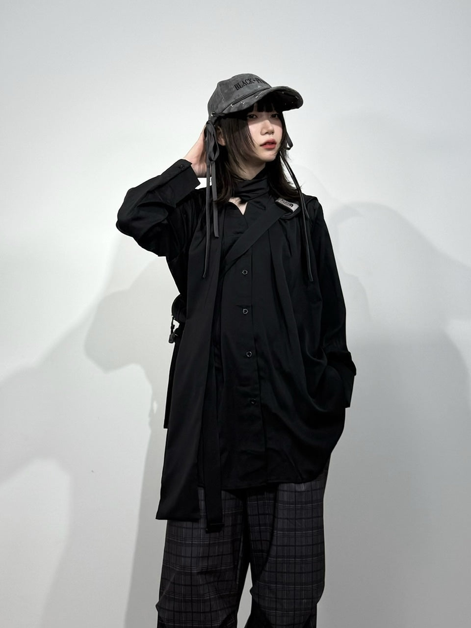 国際配送【Nerd out XU】satin tie shirt (2color)