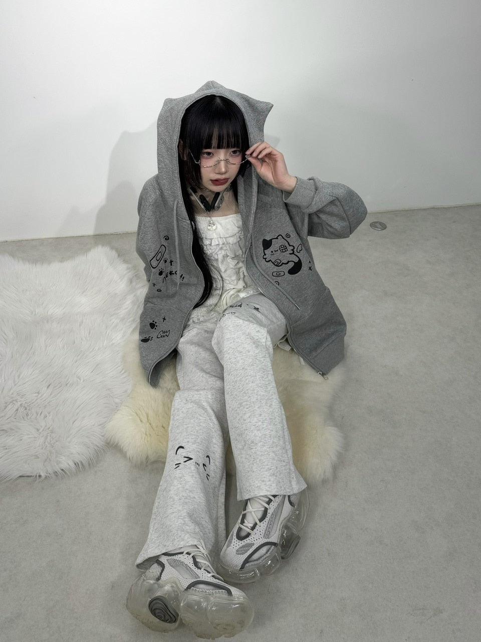 国際配送【Nerd out XU】neko!! Zip hoodie (2color) – PRESSING WEB SHOP