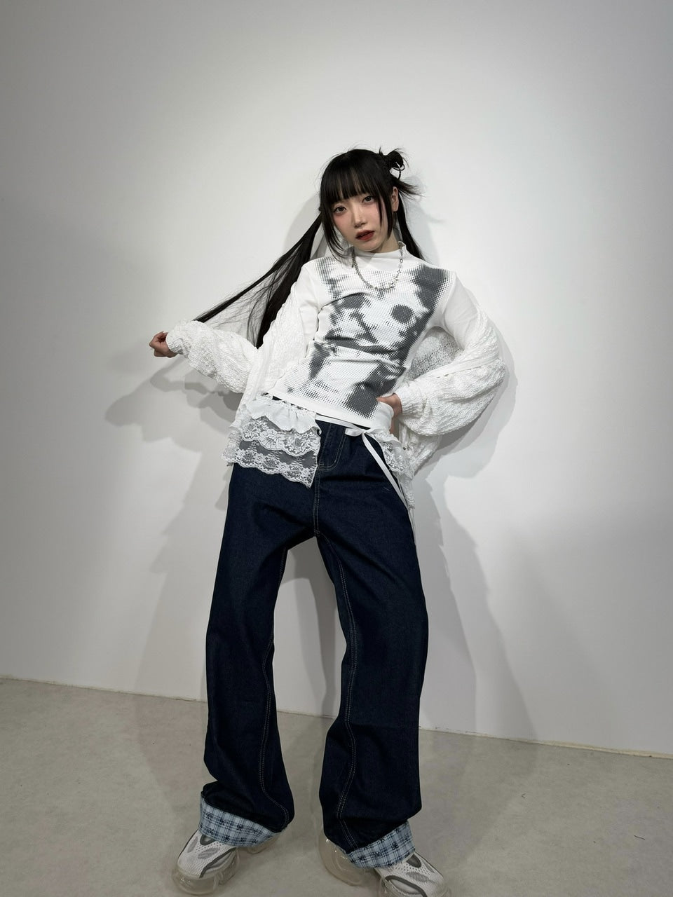 【Nerd out XU】lace layered frill skirt (2color)