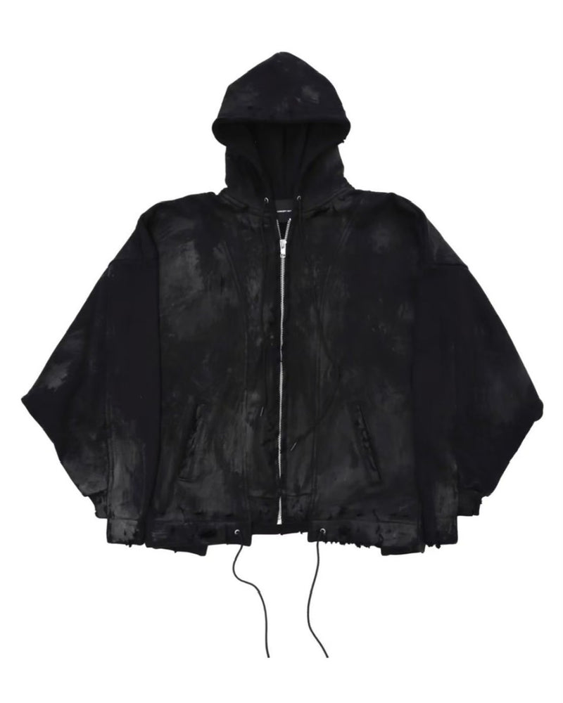 【CONCEPT NOTHING】AB INFERNO DESTROYED BLACK ZIPPER HOODIE