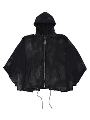 【CONCEPT NOTHING】AB INFERNO DESTROYED BLACK ZIPPER HOODIE