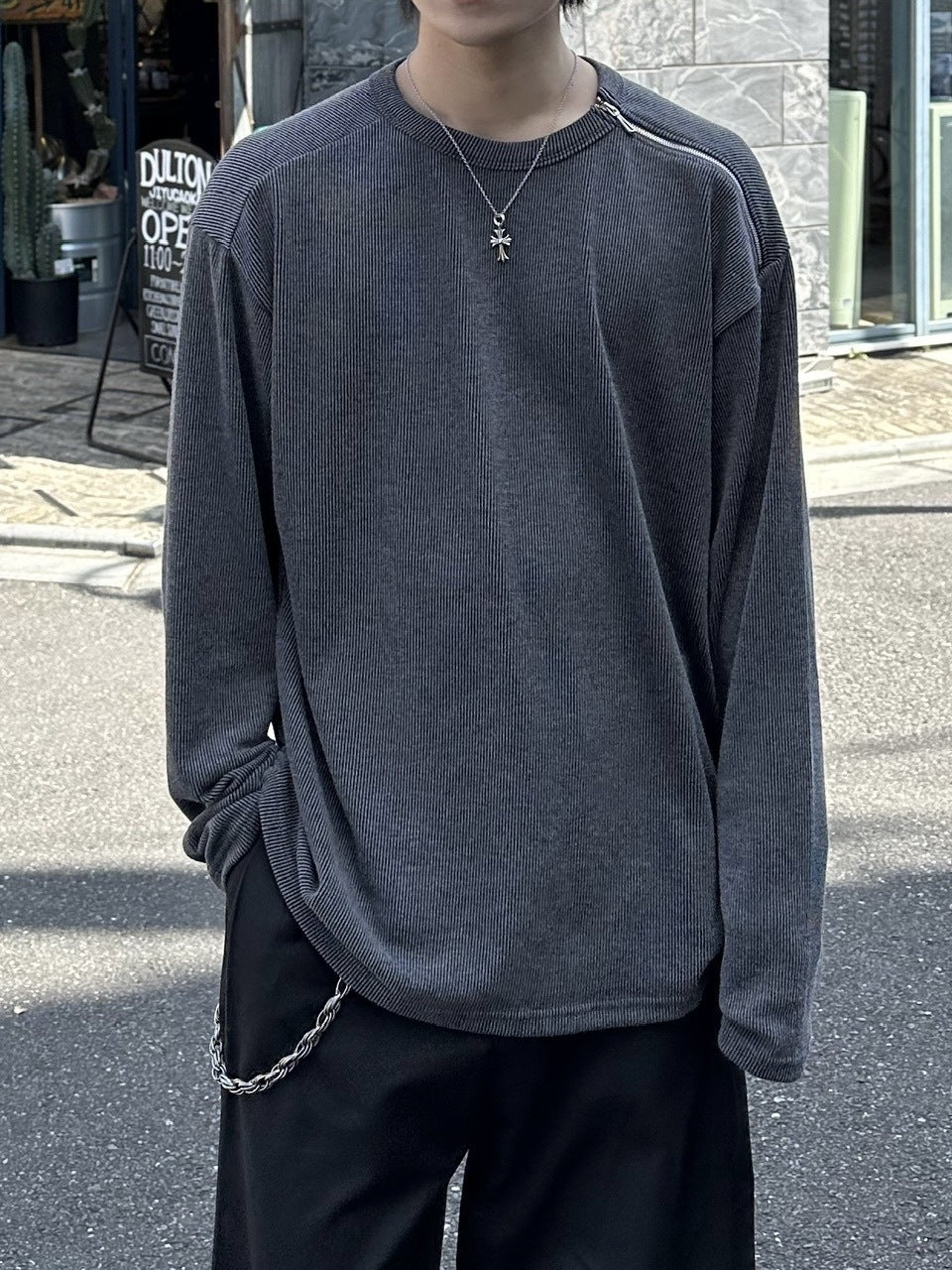 大阪店WEB限定【Chikashitsu +】shoulder zip long sleeve (2color