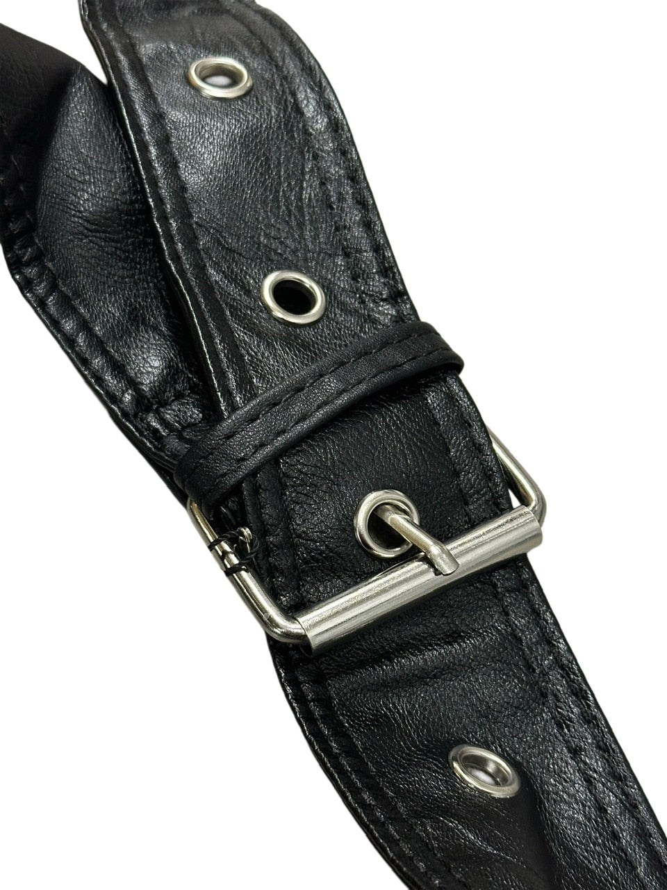 受注制【Never mind the XU】leather eyelet belt bag / 【ネバーマインド ザ エックスユー】レザーアイレットベルトショルダーバッグ