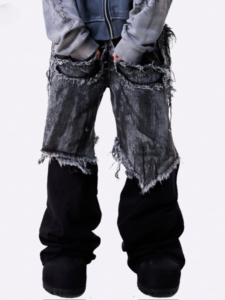 【Cozy world Wide】"005 CHAOS DREAM" WAXED GREY LAYER PANTS