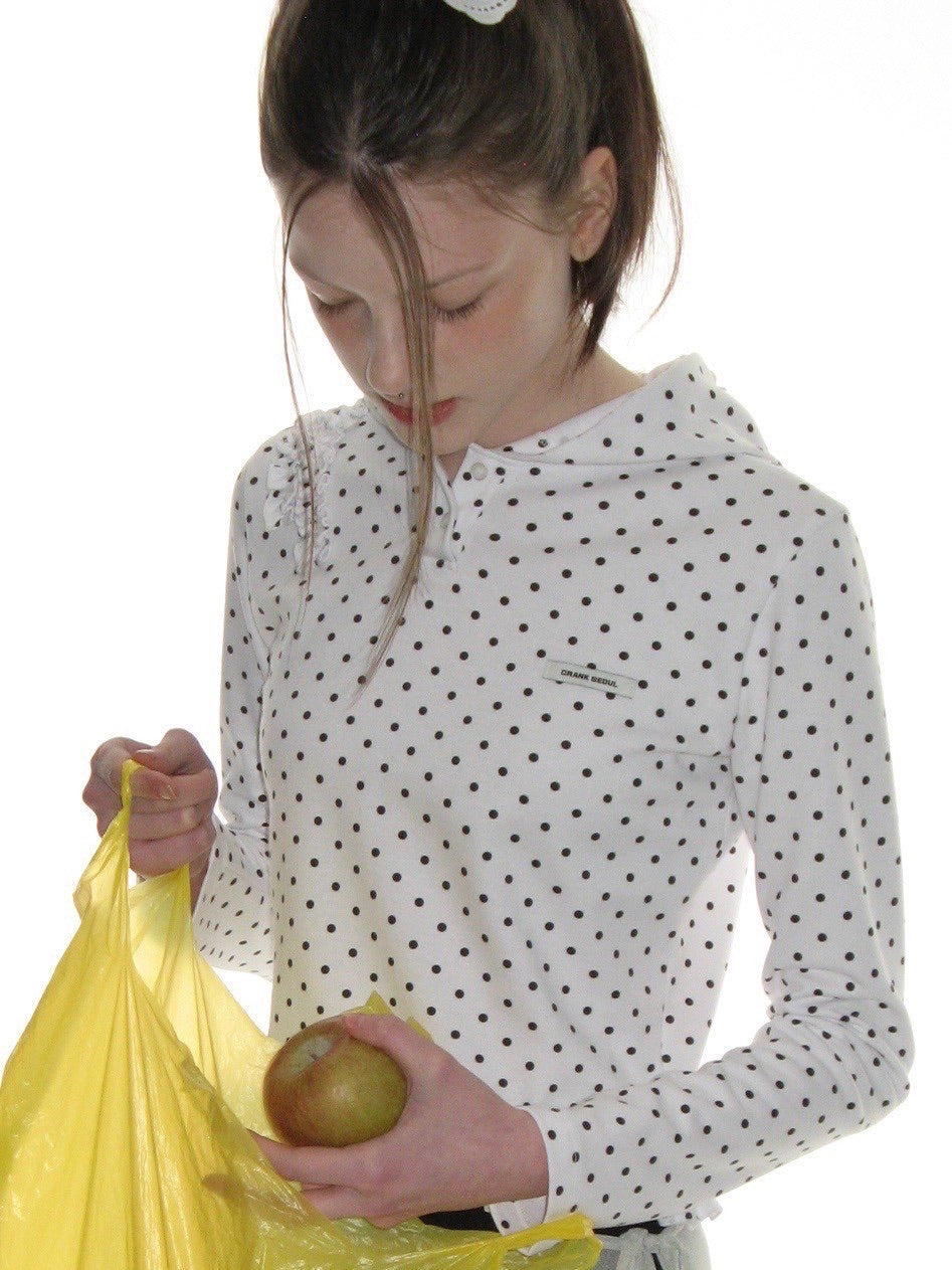 【CRANK】DOT FRILL HOODIE / 【クランク】ドットフリルフード付き長袖Tシャツ