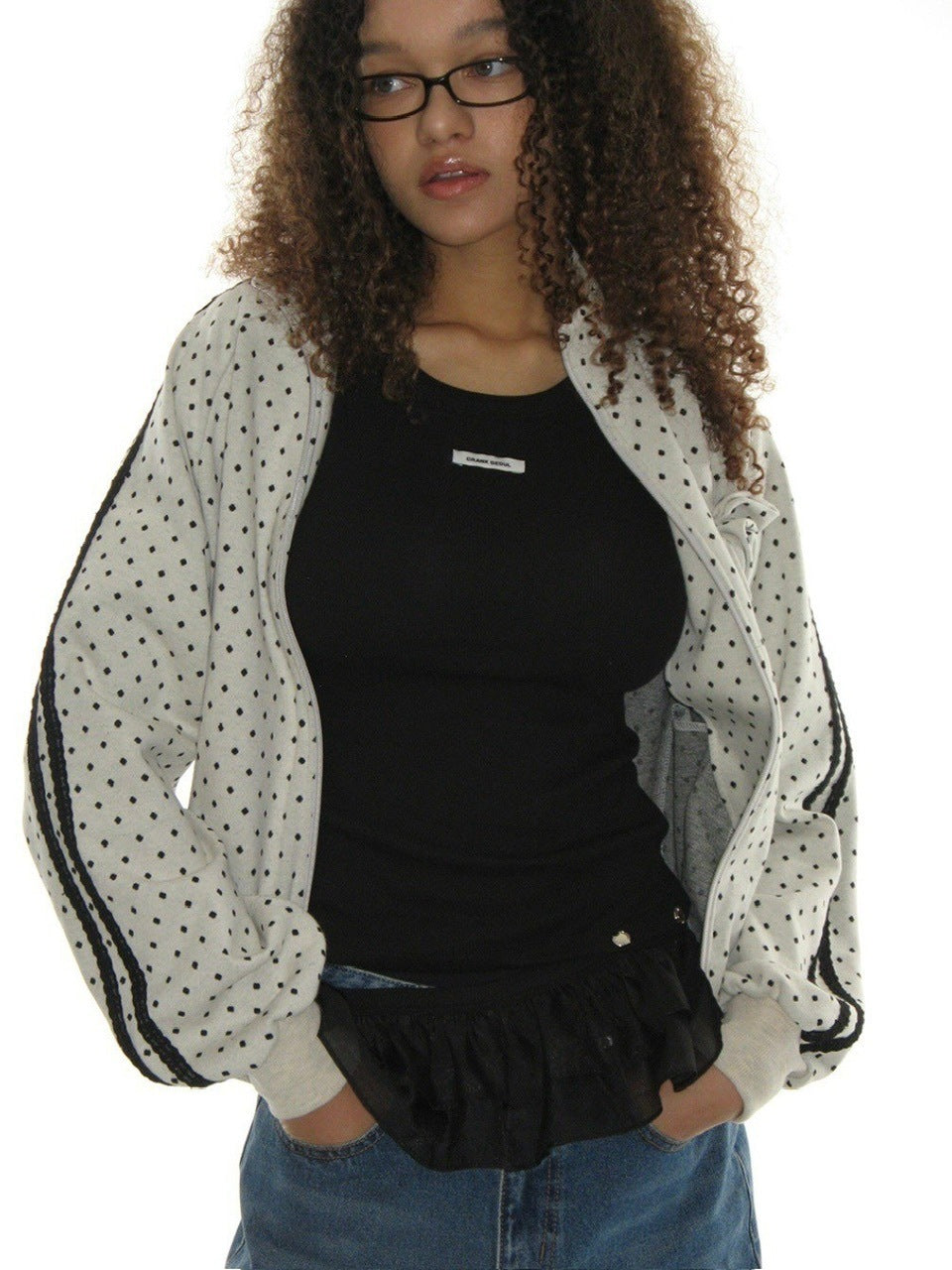 【CRANK】ROSE DOT TRACK JACKET / 【クランク】ローズドットダブルジップトラックジャケット