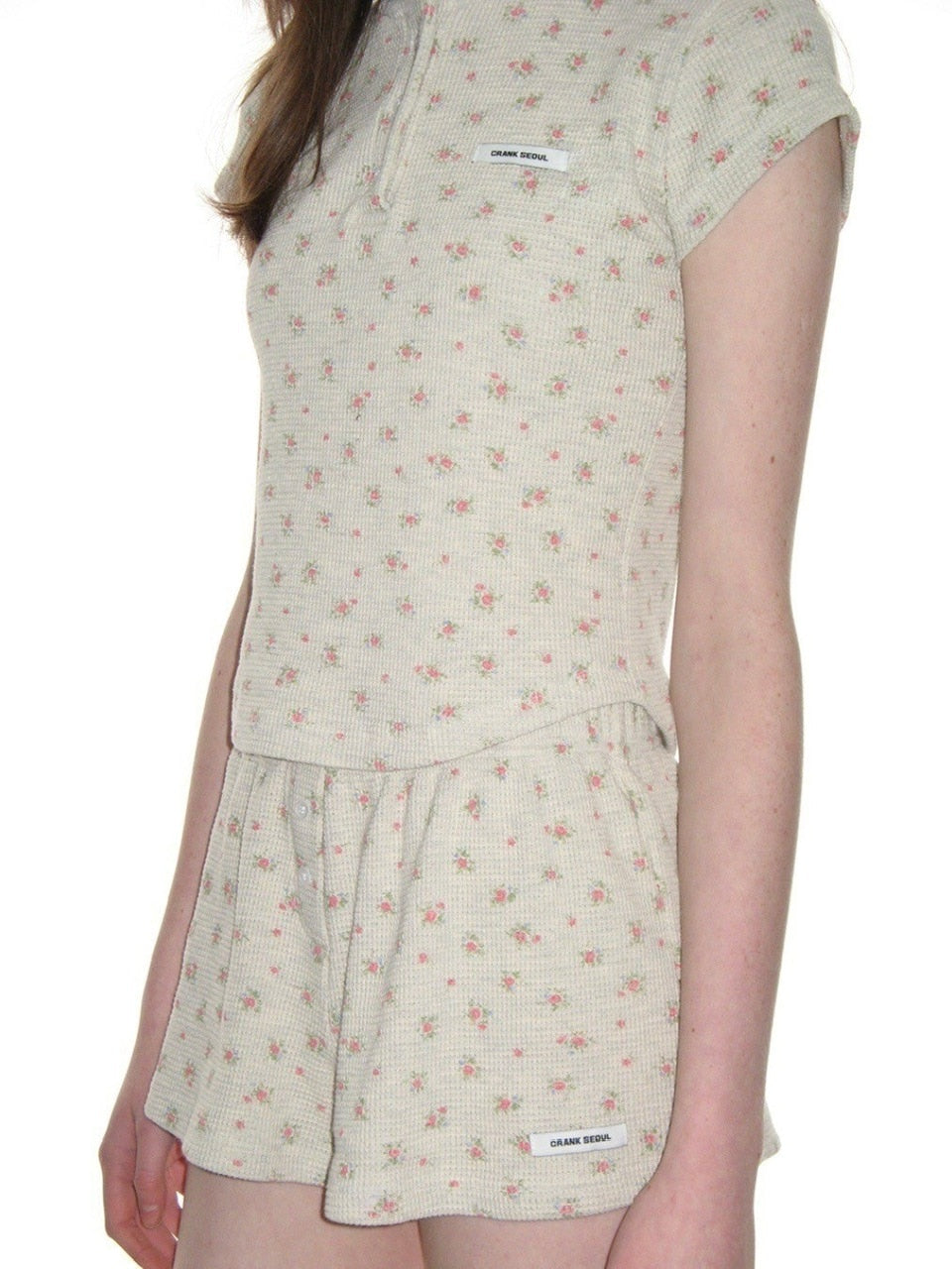 CRANK SEOUL 花柄リブ半袖Tシャツ パンツ セットアップ CRANK】BUTTON FLOWER SHORTS – PRESSING WEB SHOP