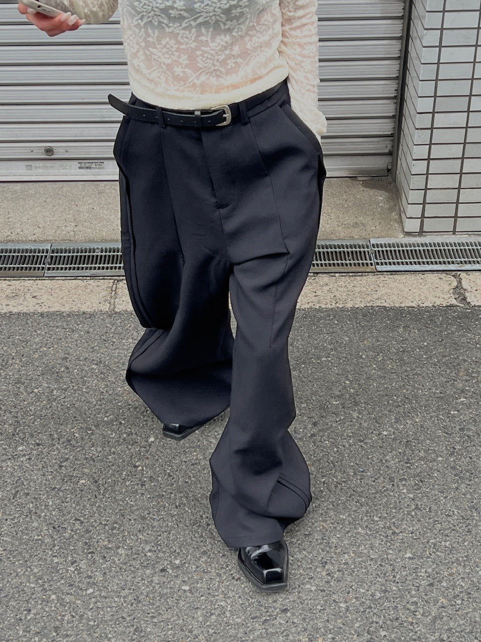 受注制【Chikashitsu +】side design wide slacks (2color)