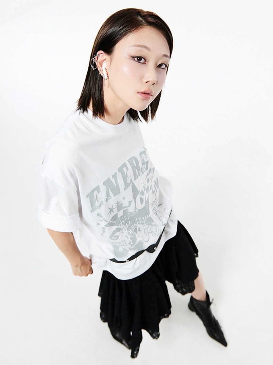 【HOLY NUMBER 7】OVERSIZED HIP HOP FIT STAR GRAPHIC T-SHIRT