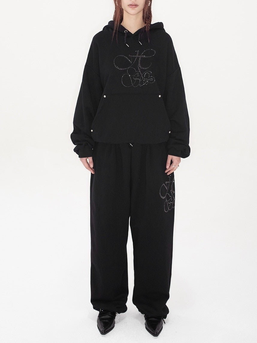 【HOLY NUMBER 7】HIPHOP OVER BALLOON FIT CUBIC LETTERING TRAINING PANTS