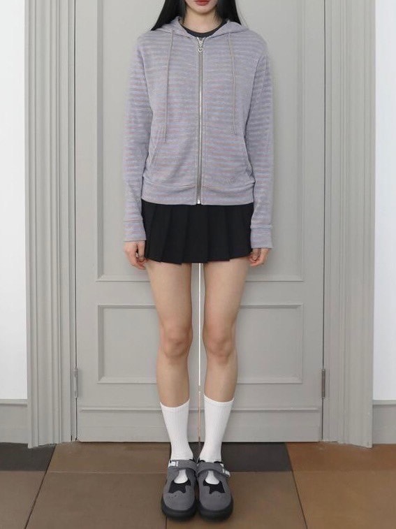 【Uglyshadow】US STRIPED HOOD ZIP UP