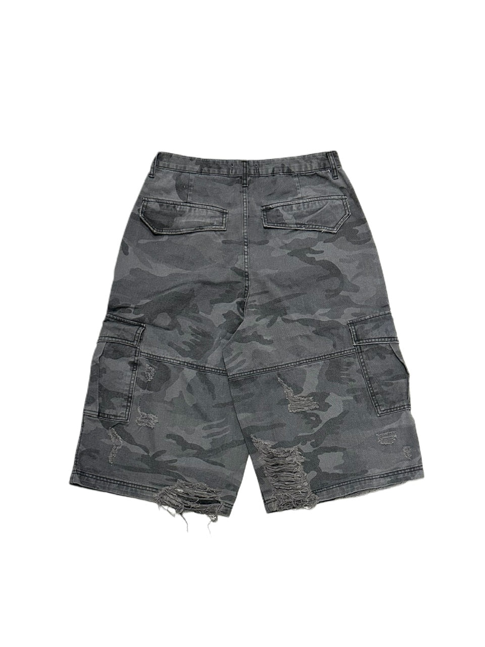 【Never mind the XU】camouflage damage half pants (2color) / 【ネバーマインドザエックスユー】カモフラージュダメージデニムハーフパンツ