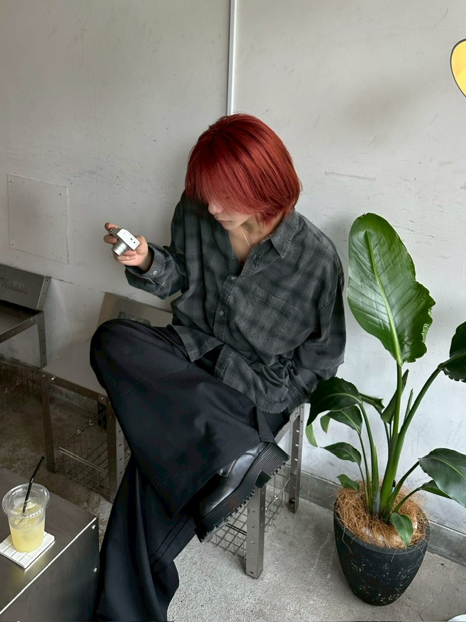 受注制【LUV CODE】pigment check shirt