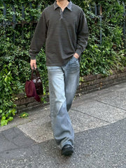 受注制【youll】pigment border polo long tee (2color)