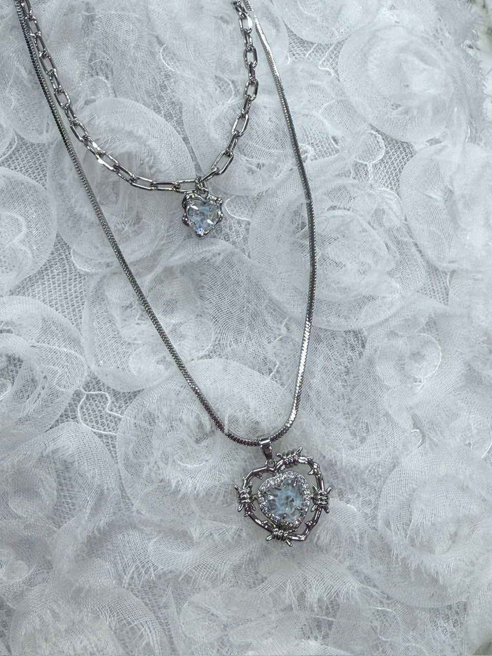 受注制【nmtc +】heart wire layered necklace