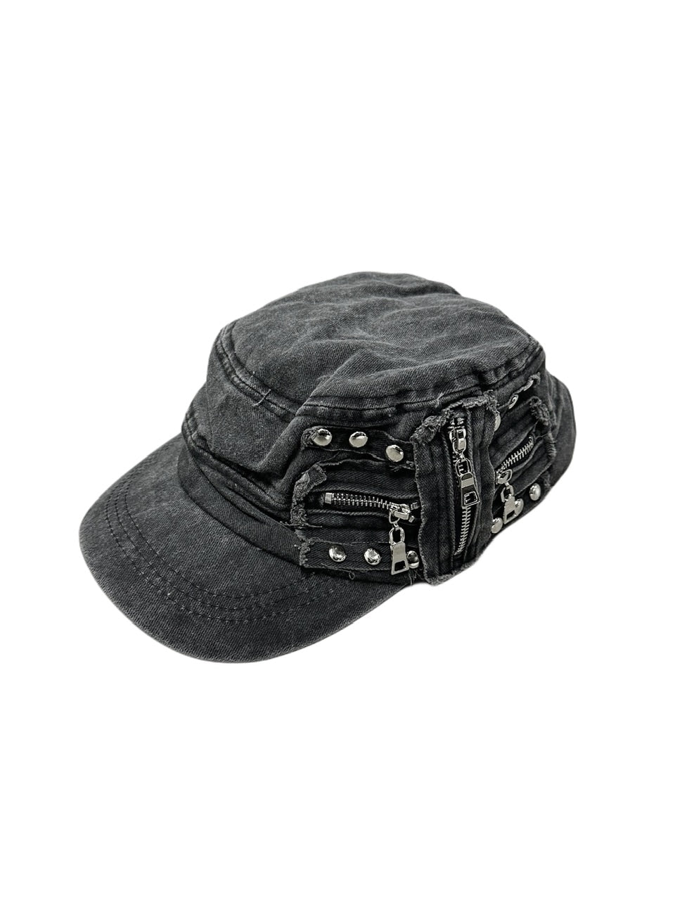 受注制【Never mind the XU】studs denim cap (2color) / 【ネバー