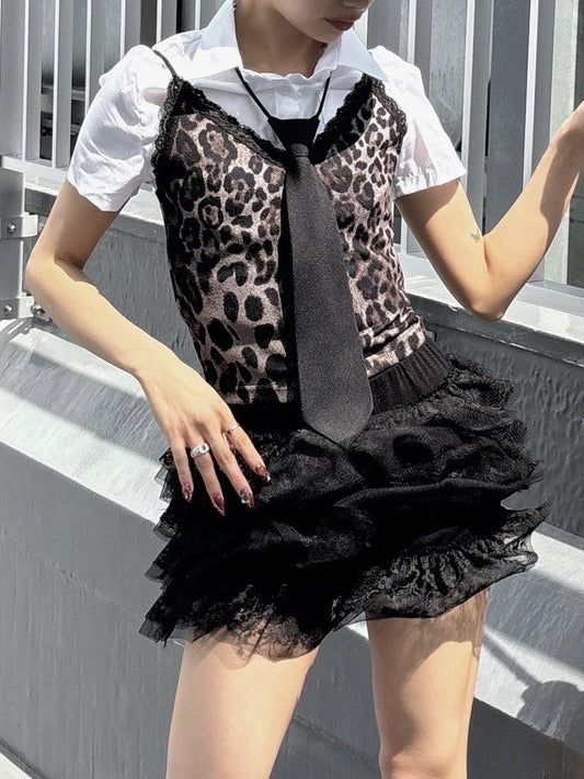 受注制【Never mind the XU】leopard camisole (2color)