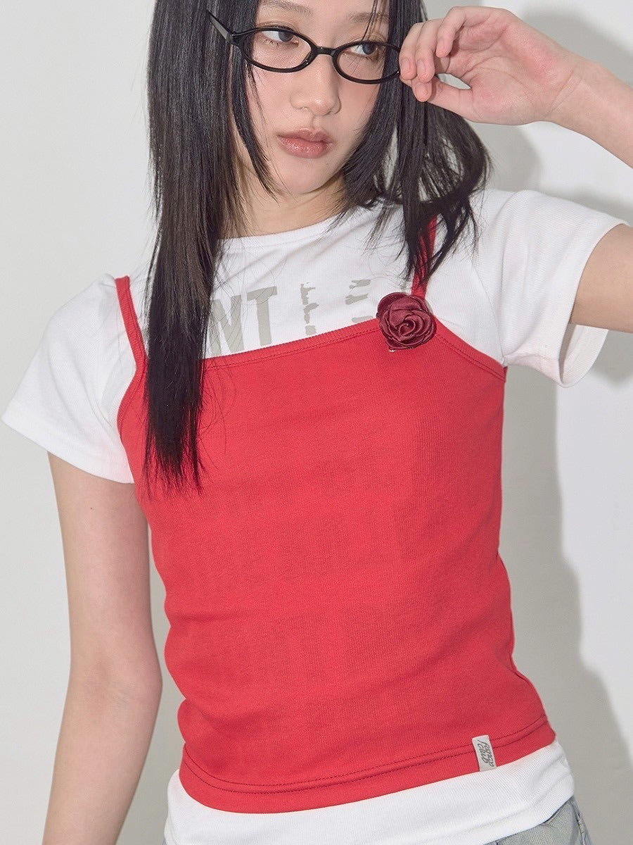 【FANCY CLUB】3-WAY LETTERING CORSAGE TEE