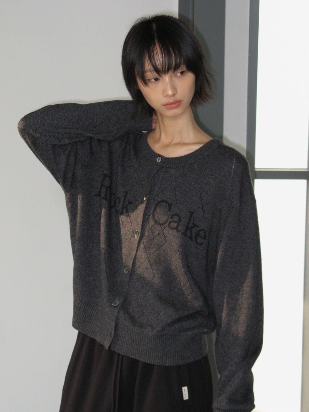 【ROCK CAKE】Argyle Punching Knit Cardigan