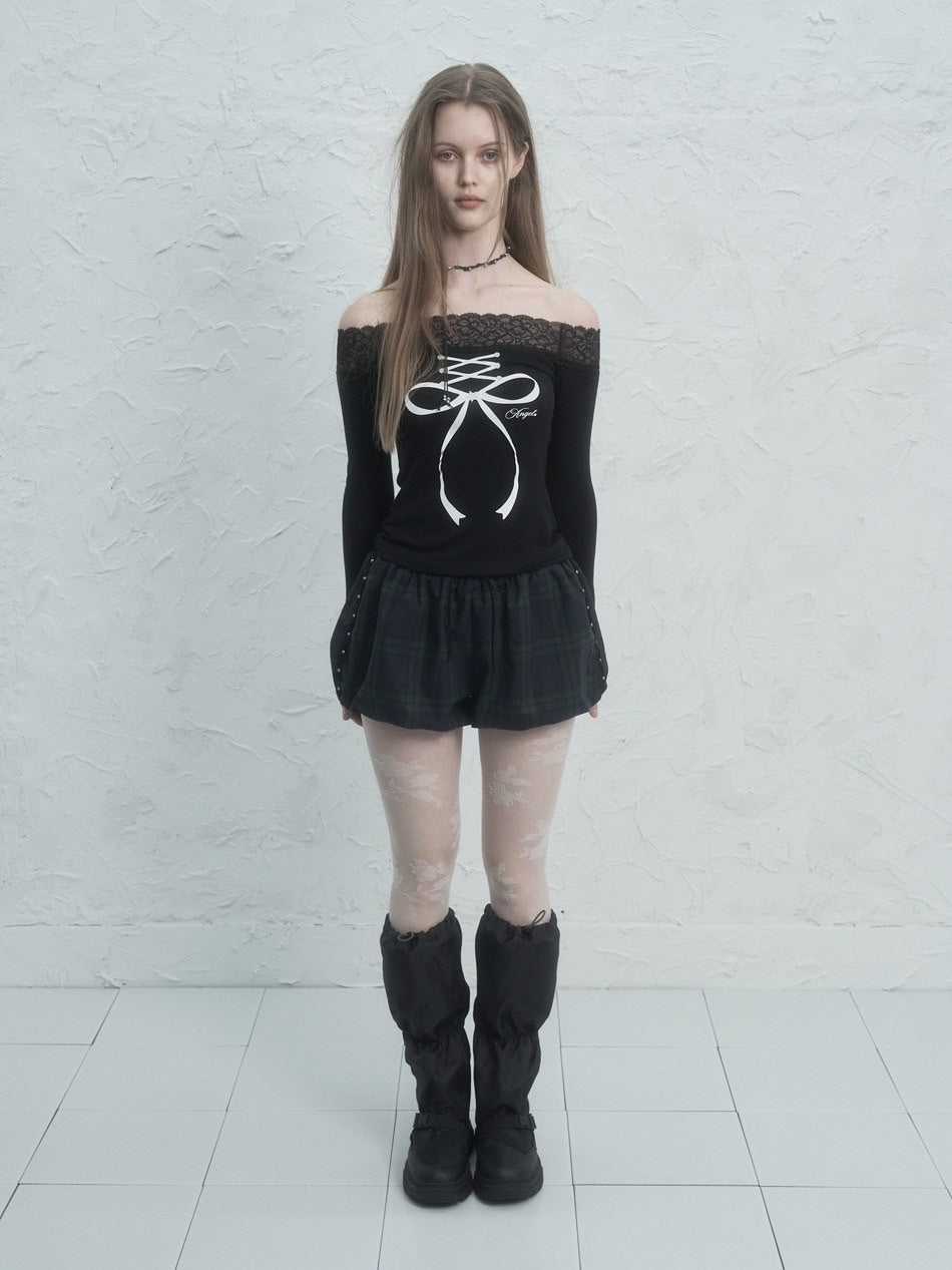 【SETUP‐EXE】LACE OFF- SHOULDER TOP