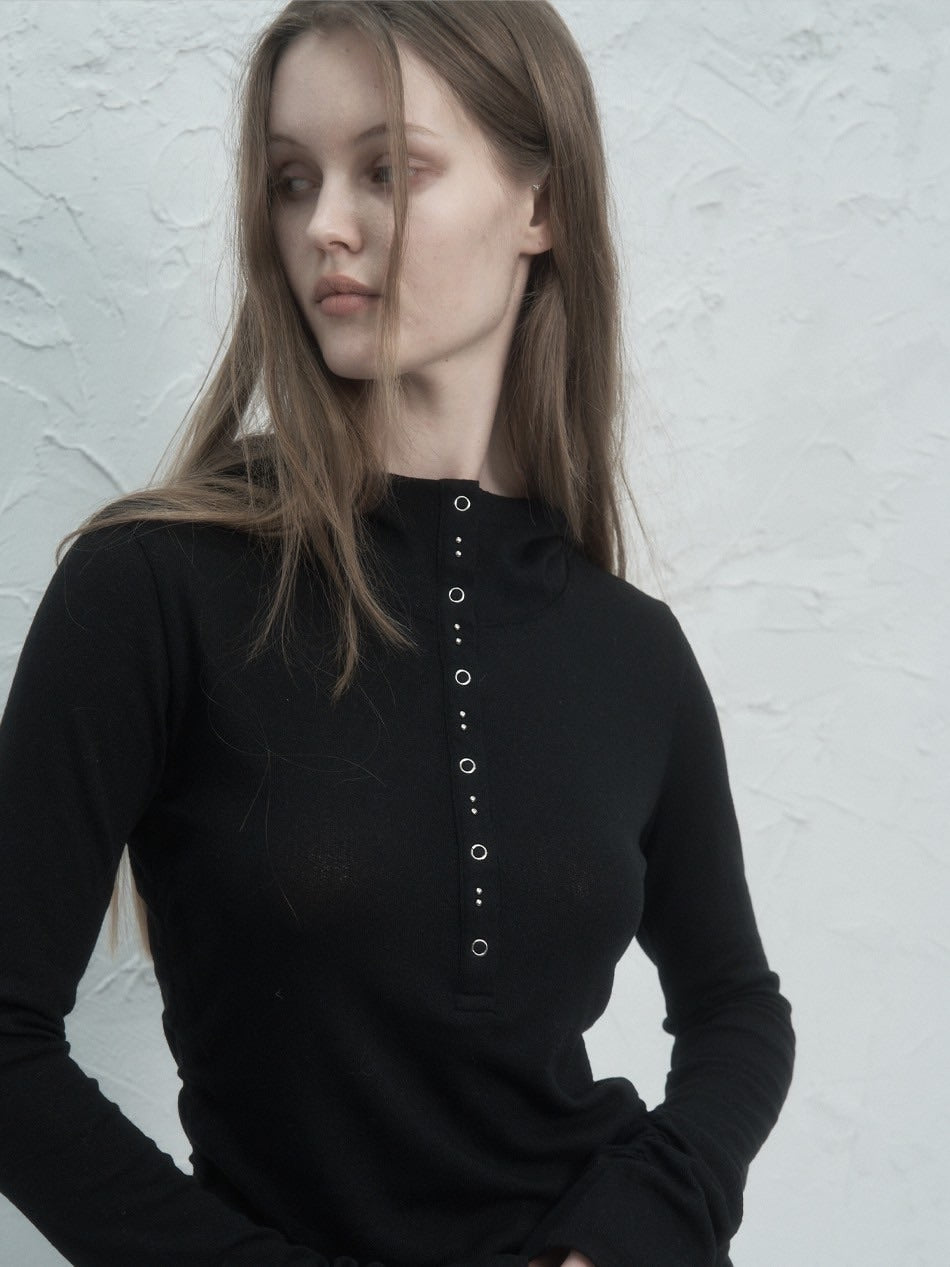 【SETUP‐EXE】RIVET BUTTON HOODIE TOP