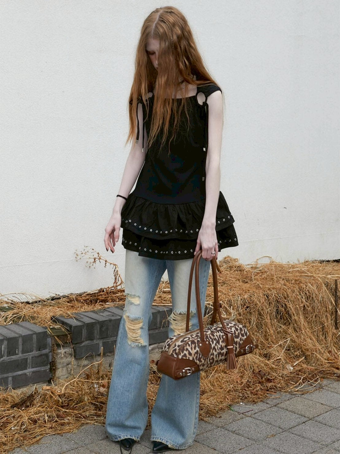 【NOT KNOWING】Eyelet Sleeveless Tee OPS