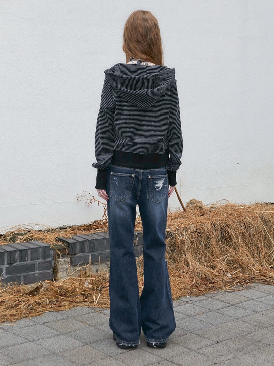 【NOT KNOWING】Destroyed Flared Jean