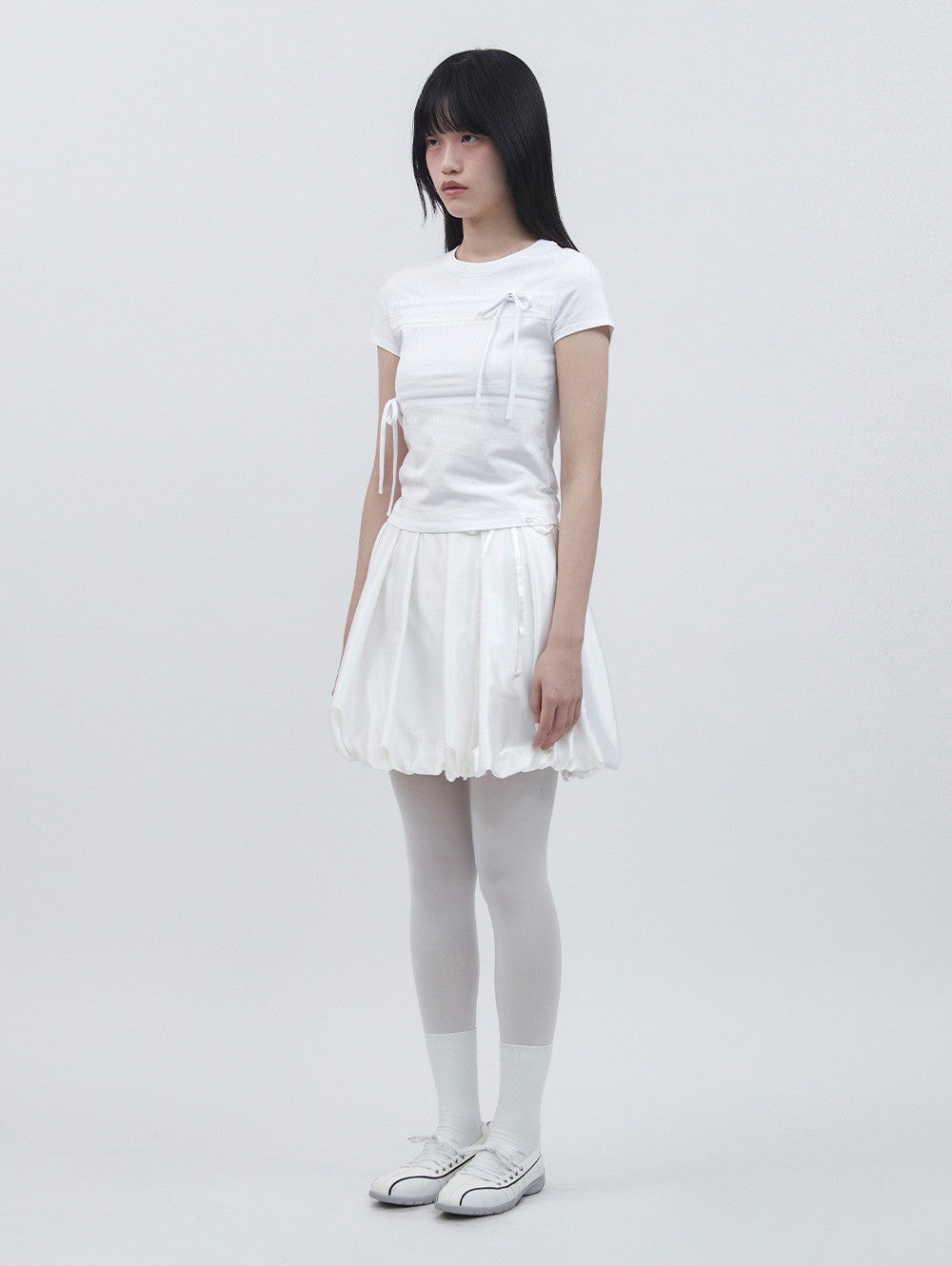 【TUOMIO】RIBBON LAYERED SHORT SLEEVES
