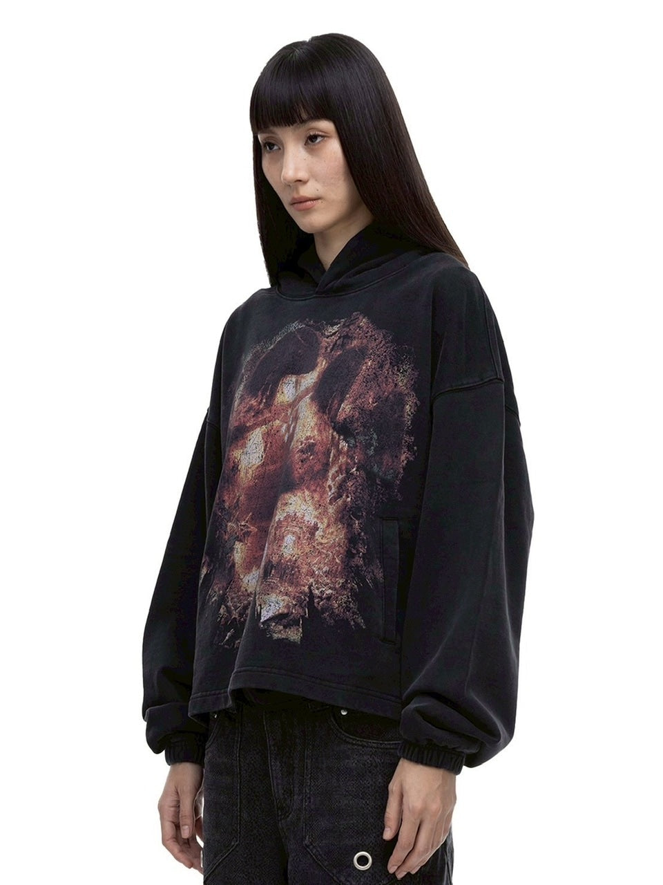 【The Boy Has No Patience】NIGHT OF THE BLOOD MOON WASHED DISTRESSED GRAPHIC HOODIE