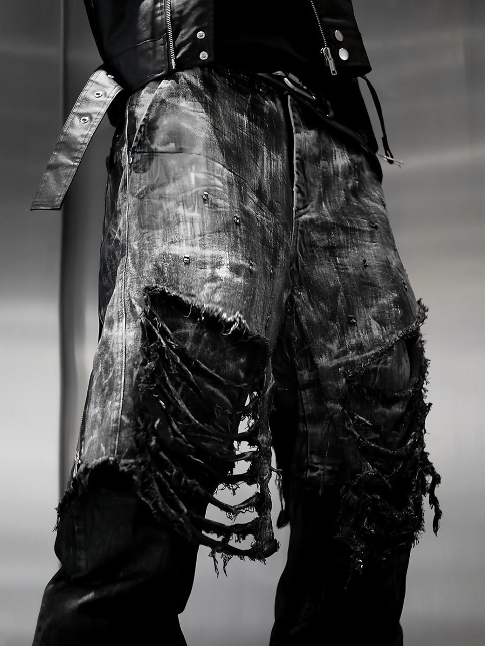 1/2 20:00再販【RICH】Smoke Denim Layered Jeans / 【リッチ】ダメージレイヤードデニムパンツ