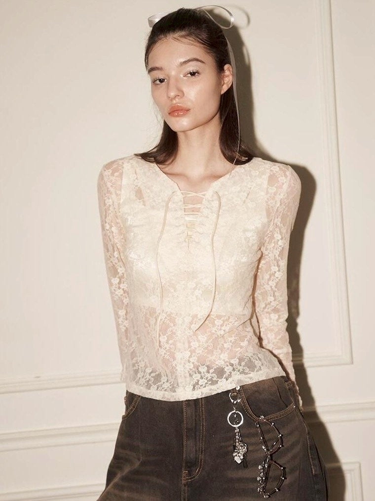 【ODDONEOUT】FLOWER LACE TOP