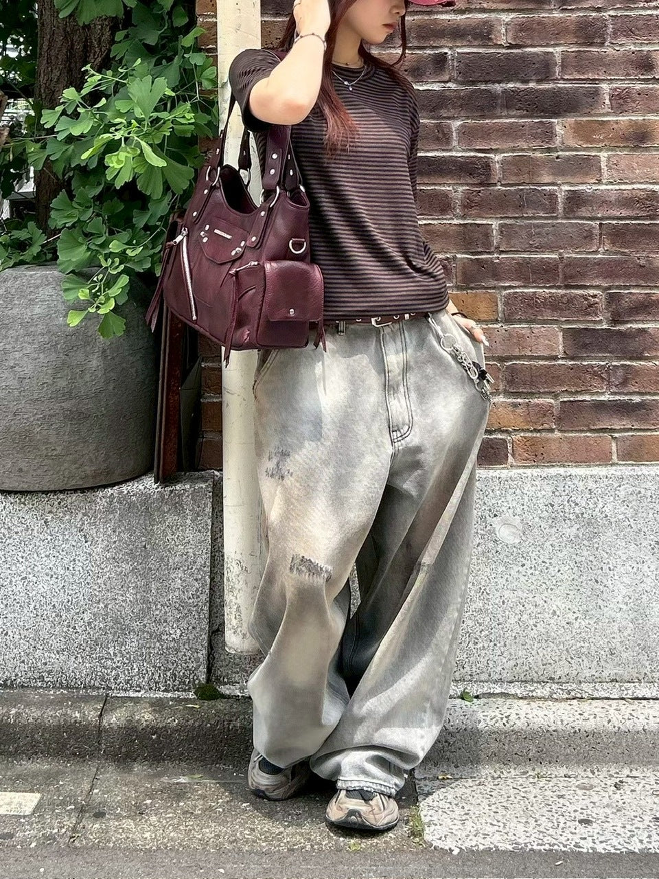 【Chikashitsu +】point wash balloon denim pants (2color) / 【チカシツプラス】ポイントウォッシングバルーンデニムパンツ