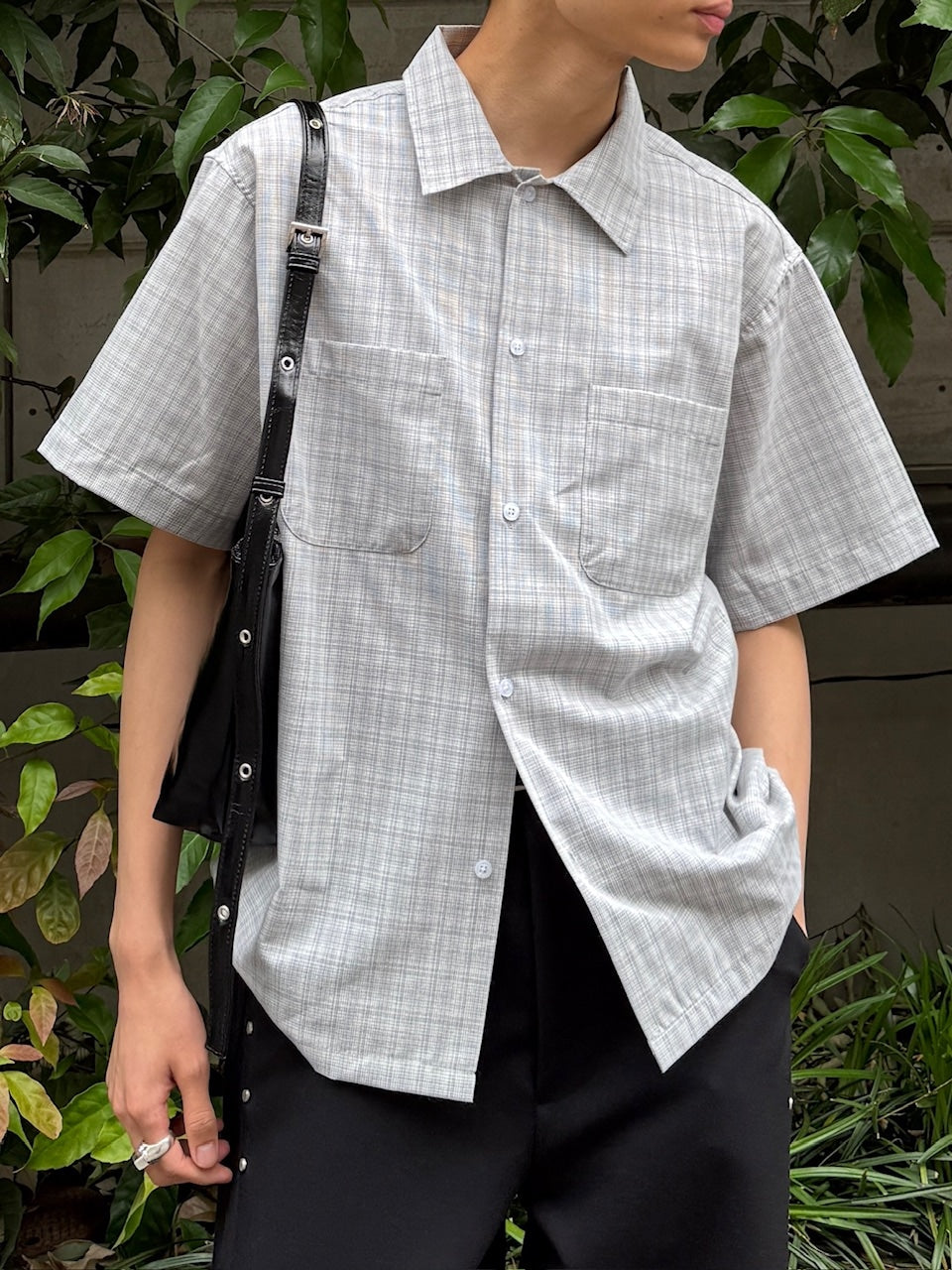東京店WEB限定受注制【Chikashitsu +】Open collar check shirt (2color)