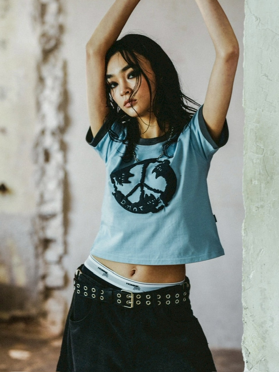 【DOMINANT】Purrfect Peace Ringer Crop T-Shirt