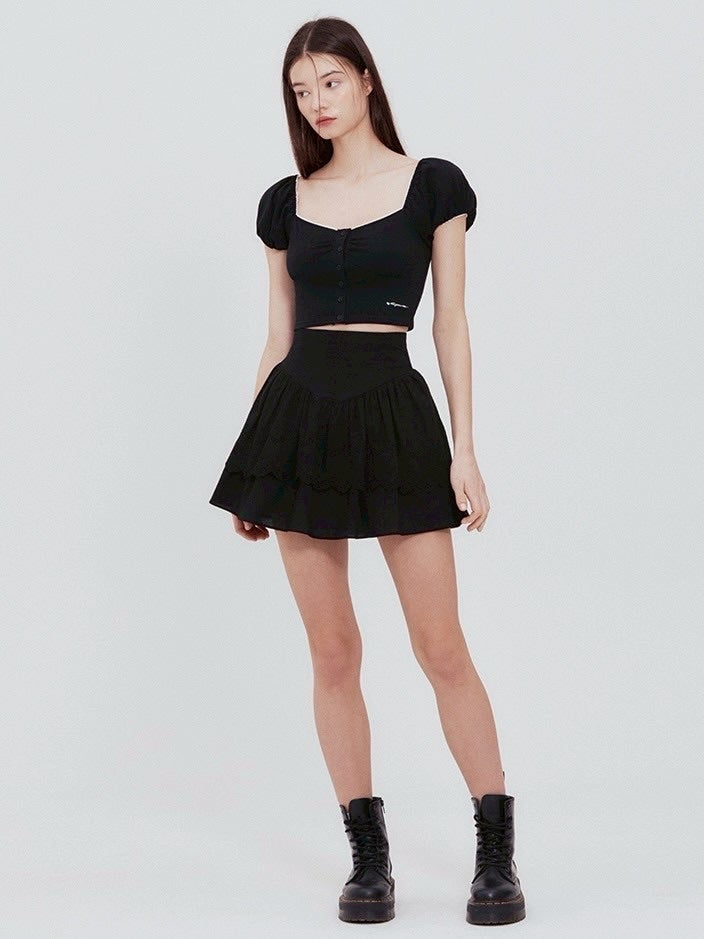 【NOTYOURROSE】Lace square t-shirt