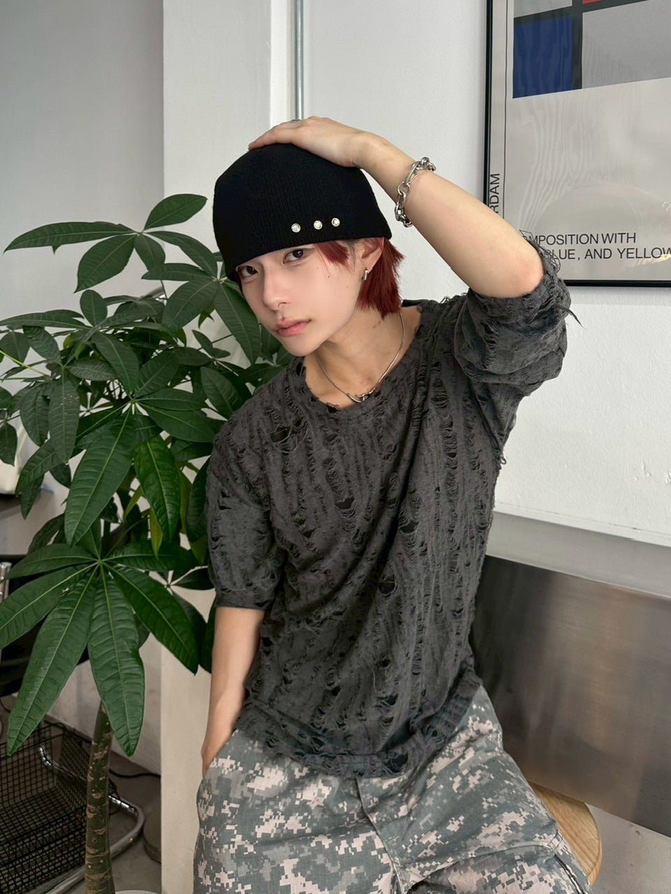 受注制【LUV CODE】cubic studs beanie (2color)