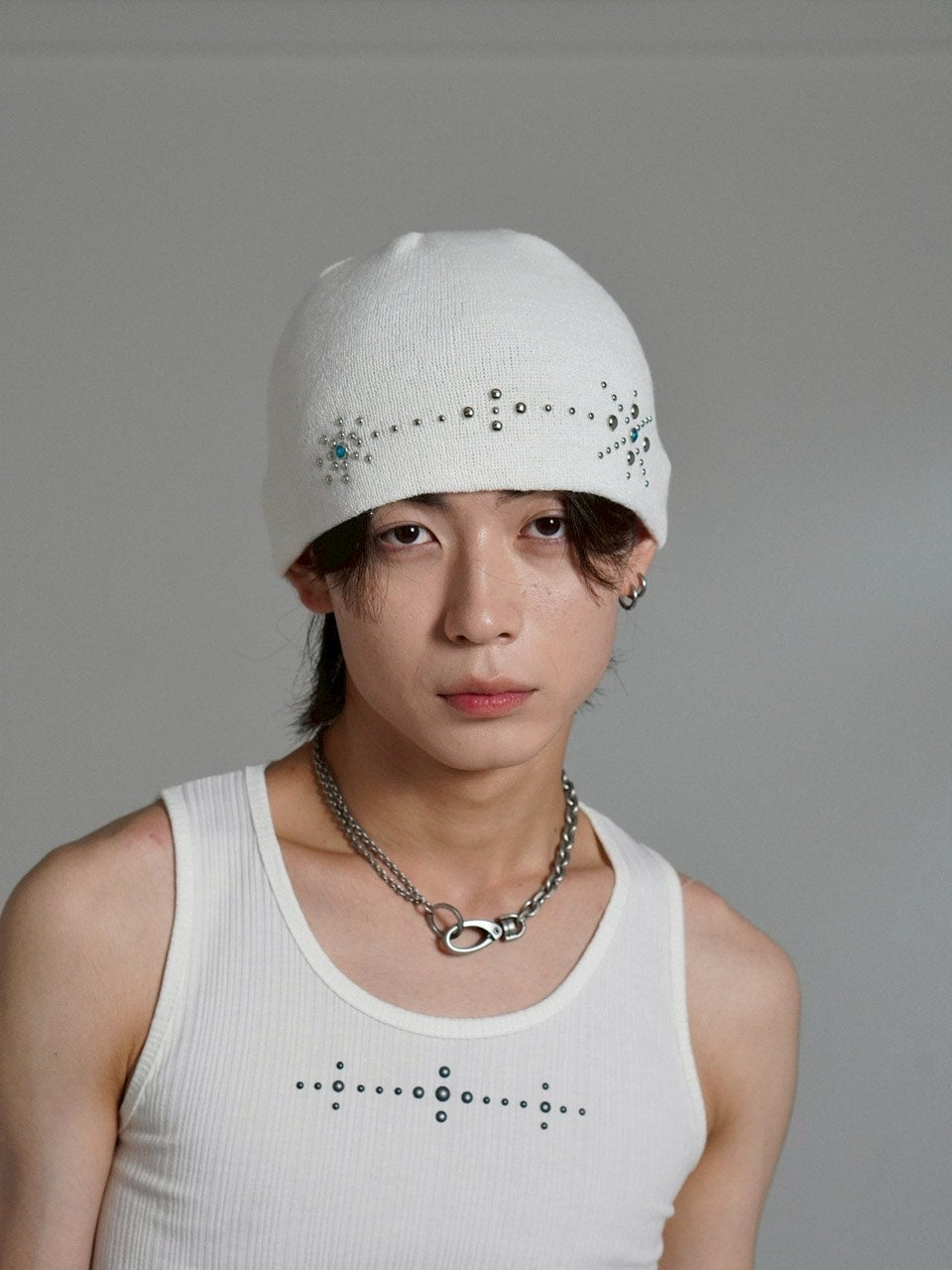 受注制【Chikashitsu +】mulch studs beanie (3color) / 【チカシツプラス】マルチスタッズニット帽子