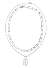 【BLACK PURPLE】Sparkle Shield Layering Necklace