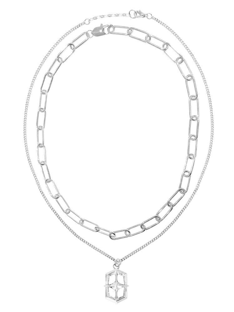 【BLACK PURPLE】Sparkle Shield Layering Necklace