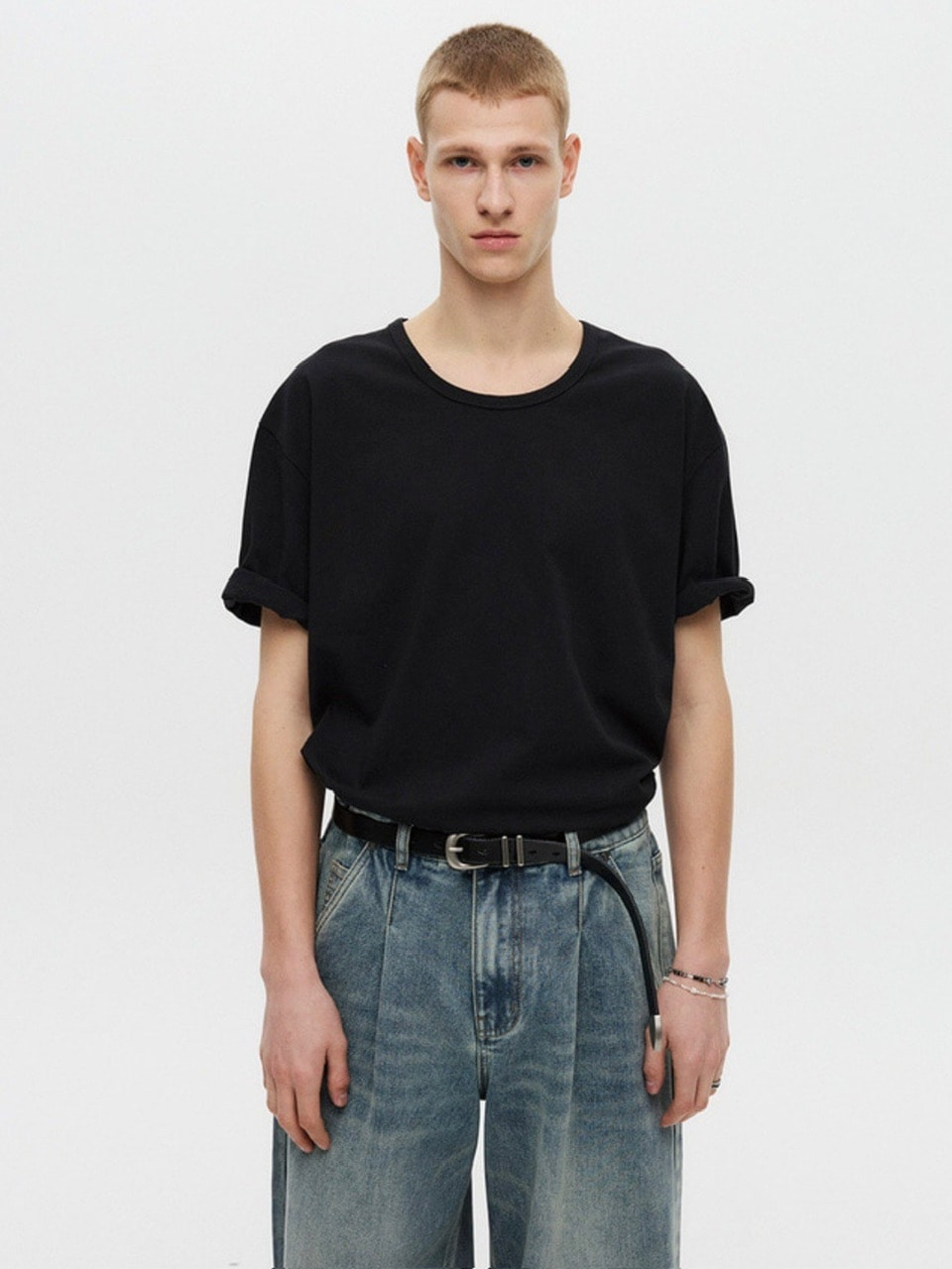 【DNSR】Deep One-Tuck Wide Denim Pants