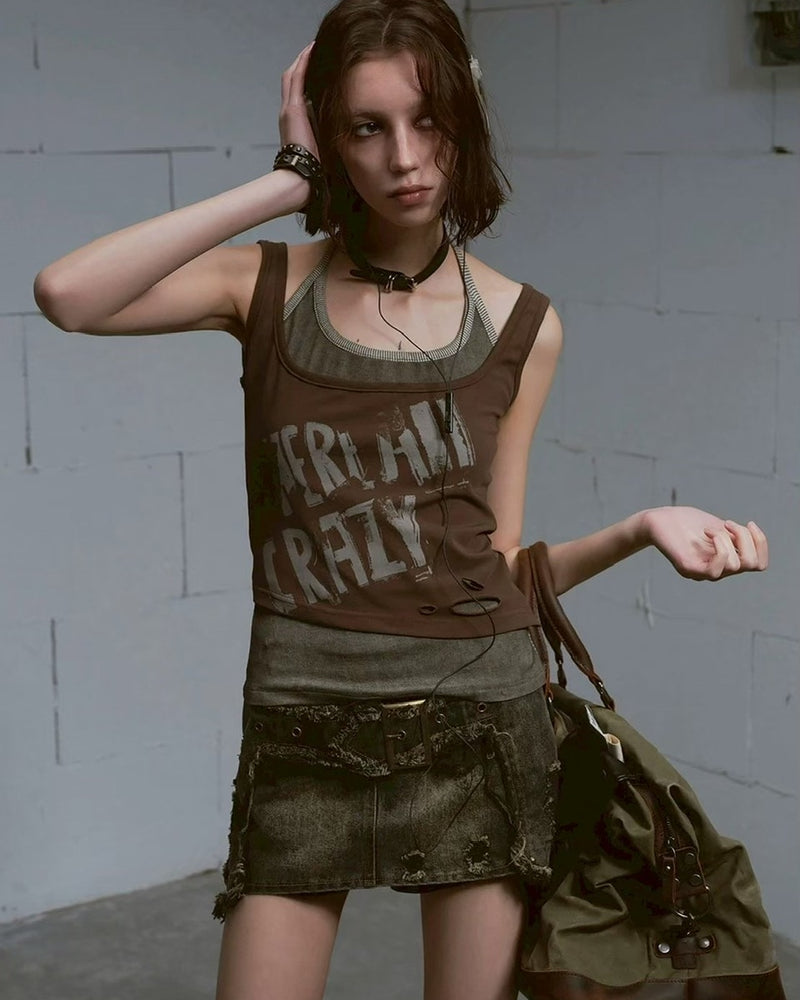 【Cest Nous】Brown Two-Piece Camisole