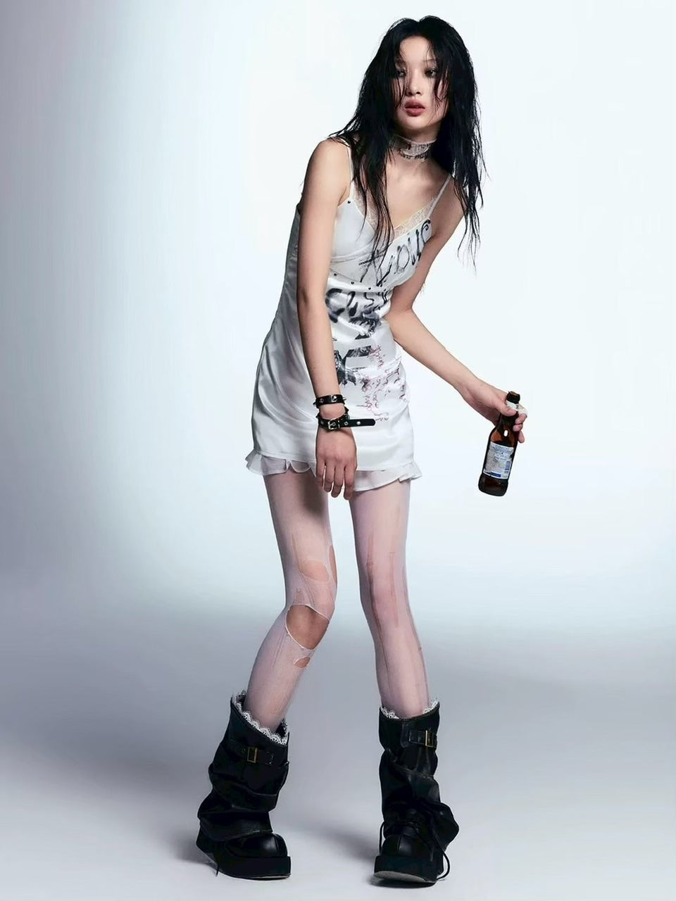 【Cest Nous】Satin Studded Camisole Dress / 【セヌー】サテンスタッズキャミワンピース